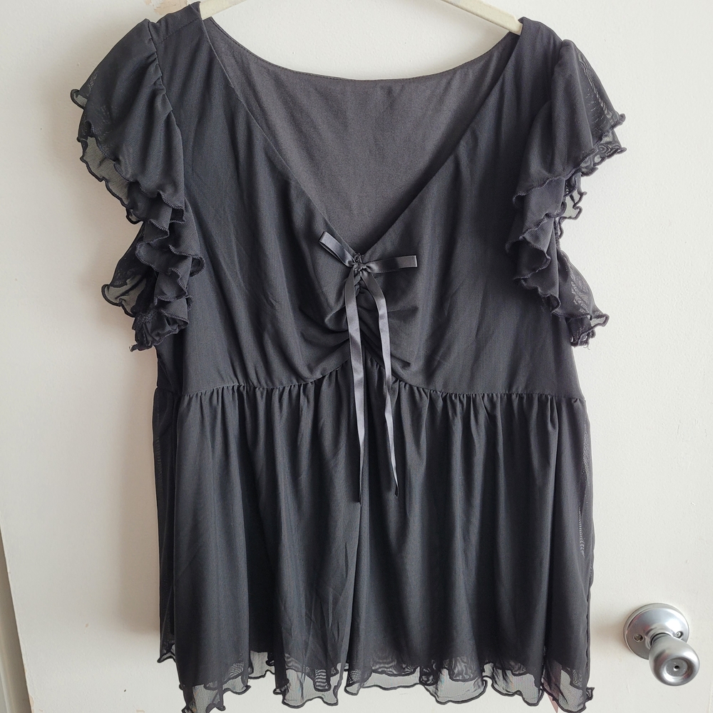 🎉SHEIN Charcoal Ruffle Sleeve Blouse